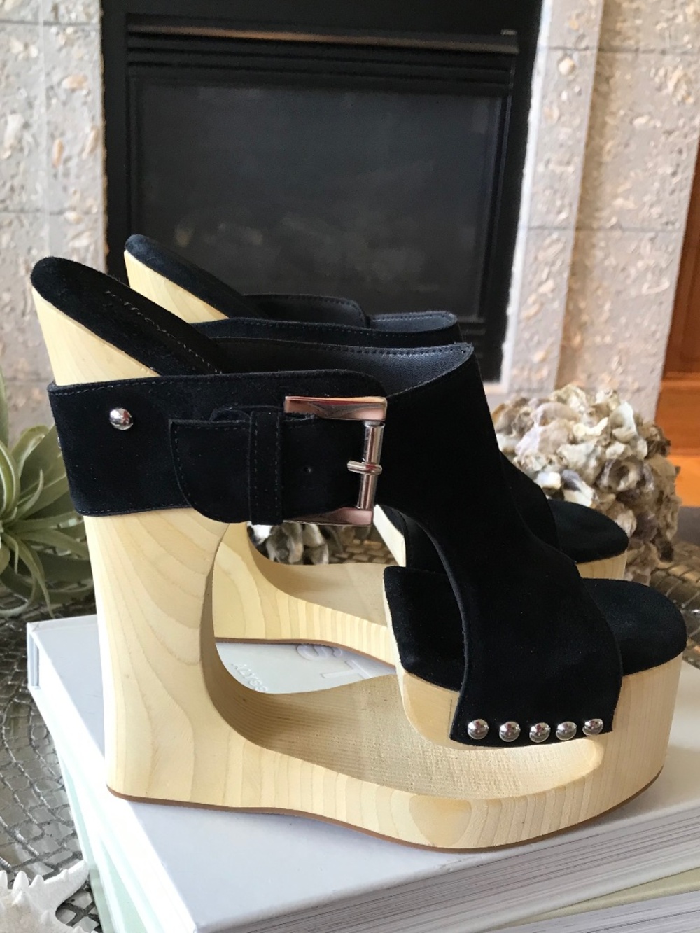 STATEMENT AVANT GARDE JEFFREY CAMPBELL ETHEREAL WOOD PLATFORM HEALS BLACK - Picture 3 of 16